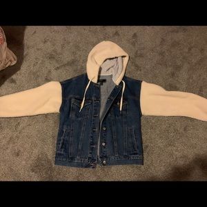 Faux Shearling Denim Combo Jacket